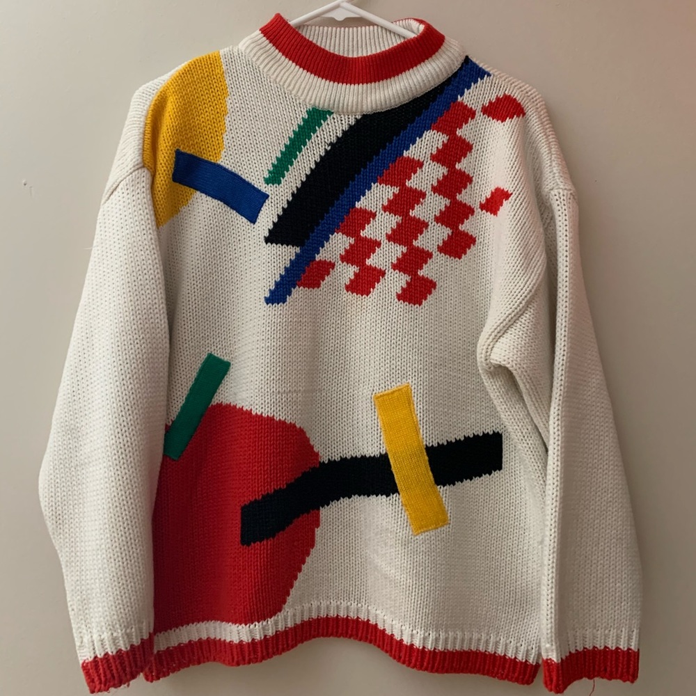 Vintage abstract color block sweater